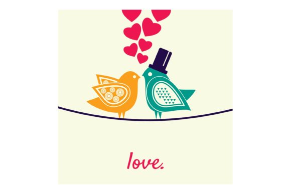 Decorative Birds in Love Card: A Creative Asset for Makers