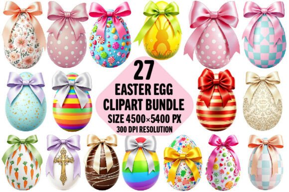 Decorative Easter Egg with Bows Clipart: A Designer's Spring Asset