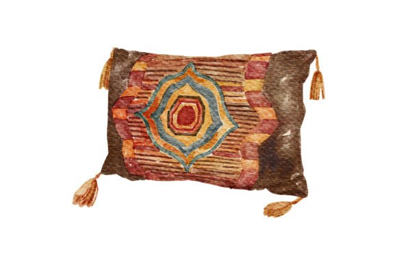 Watercolor Arabic Decorative Pillow Art: A Designer's Touch of Elegance
